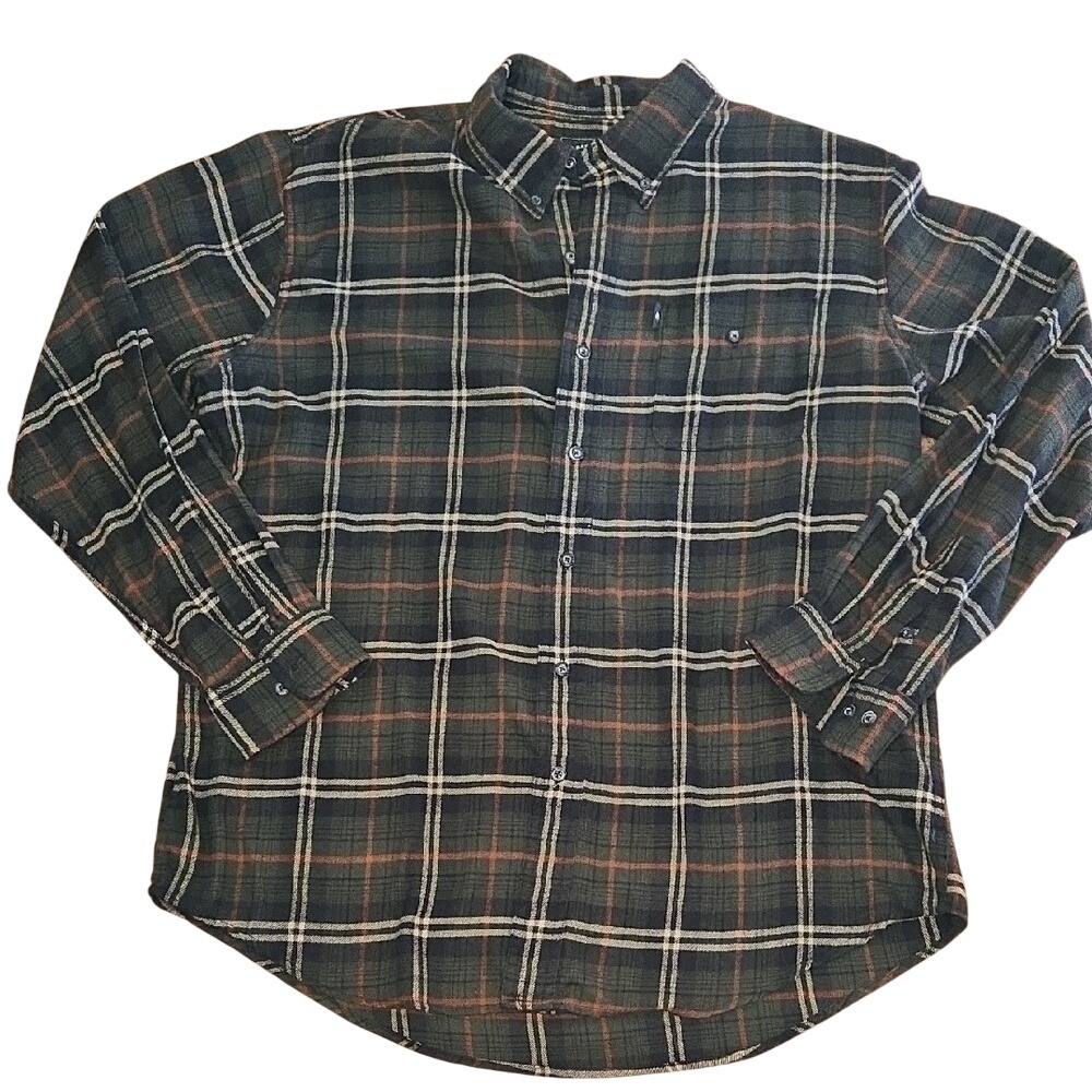 G.H.‎ Bass Green Black Plaid Shirt Classic Casual Everyday Button Down XL